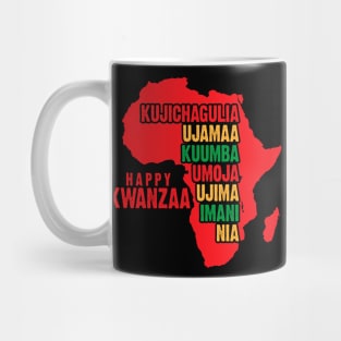 Happy Kwanzaa Red, The Seven Principles of Kwanzaa Mug